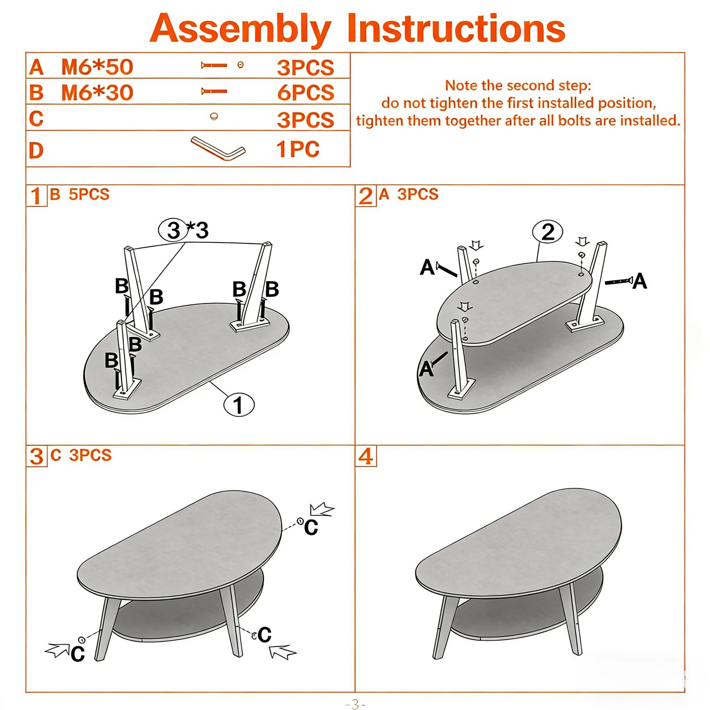 2-Tier Oval Solid Wood Coffee Table