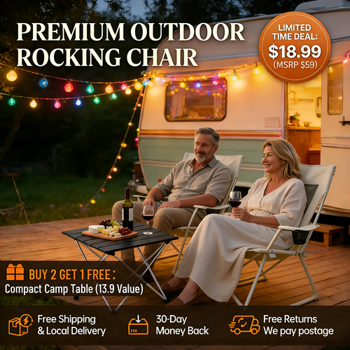 WarmNest Spring-Action Outdoor Rocking Chair for Camping & Patio