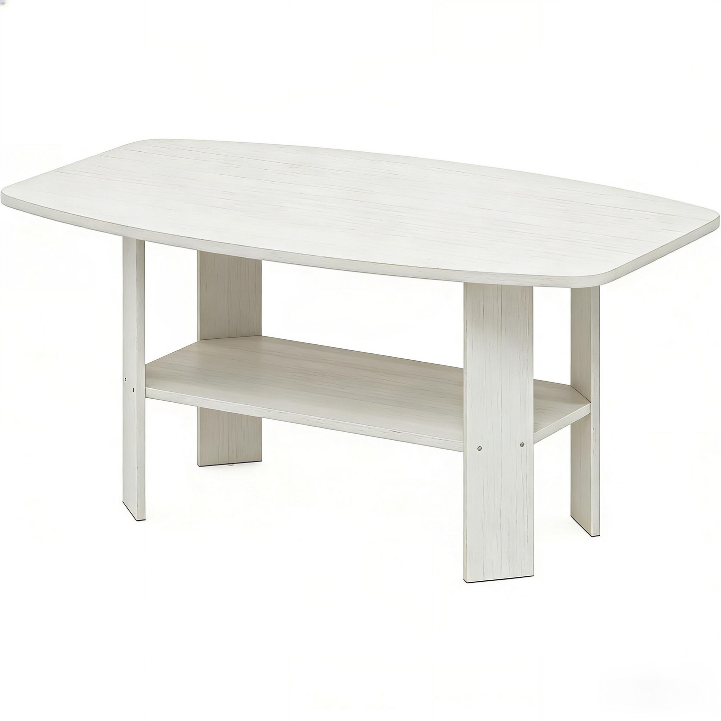 2-Tier Oval White Coffee Table