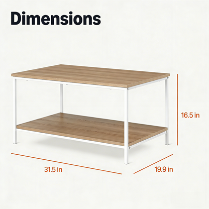 2-Tier Wood & Metal Coffee Table