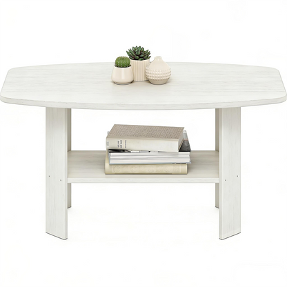 2-Tier Oval White Coffee Table