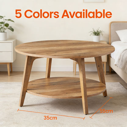 2-Tier Round Wooden Coffee Table