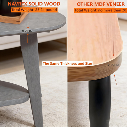 2-Tier Oval Solid Wood Coffee Table