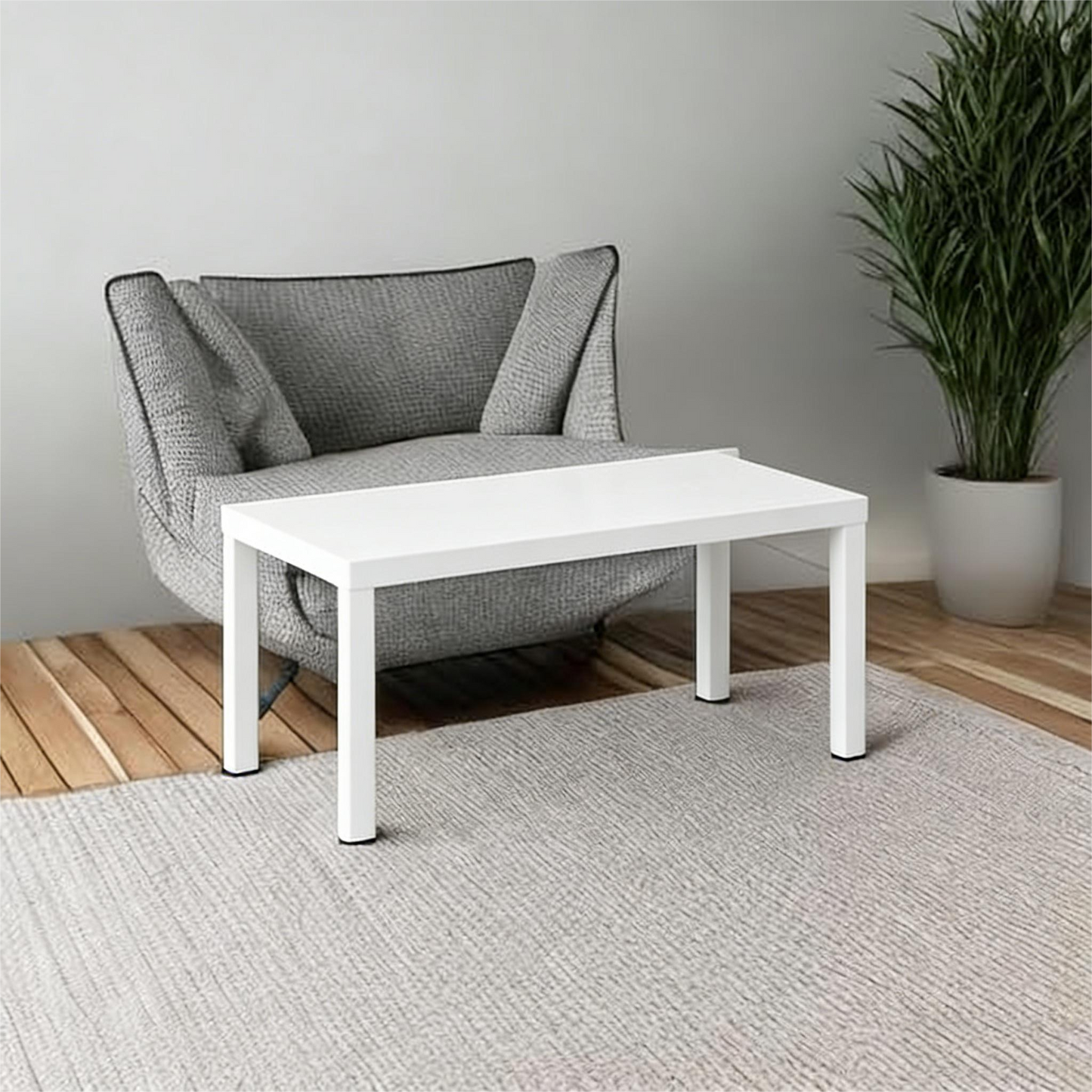 Minimalist White Rectangular Coffee Table