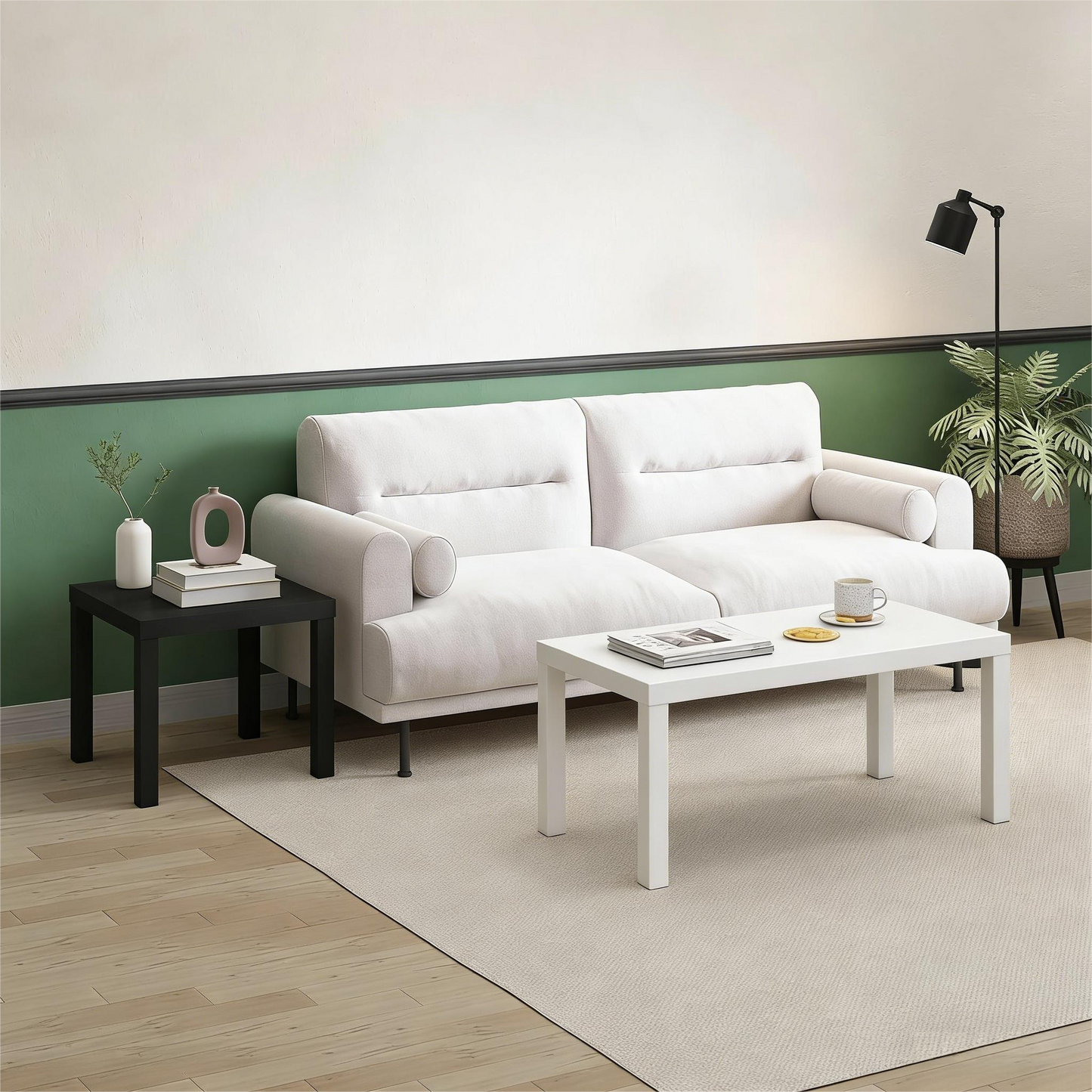 Minimalist White Rectangular Coffee Table