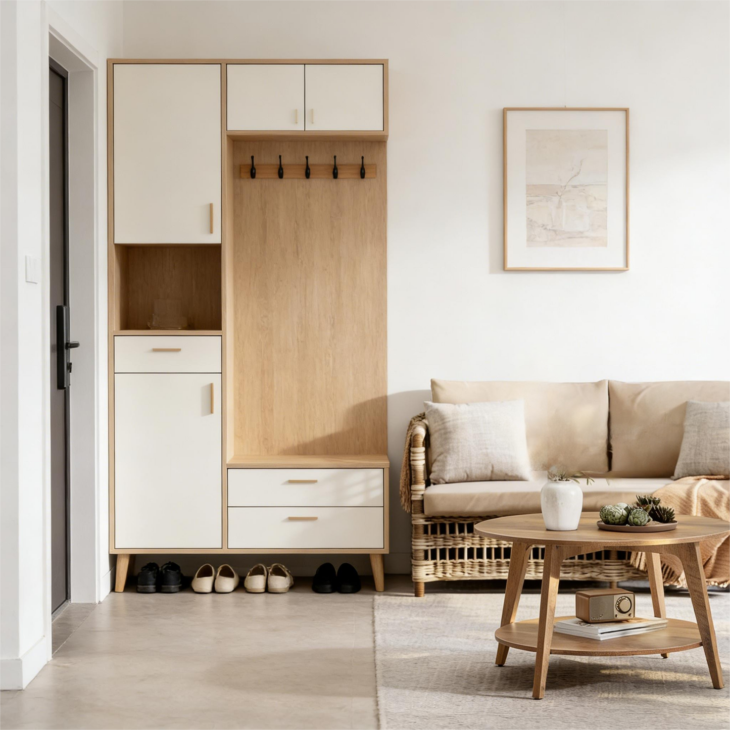 2-Tier Round Wooden Coffee Table