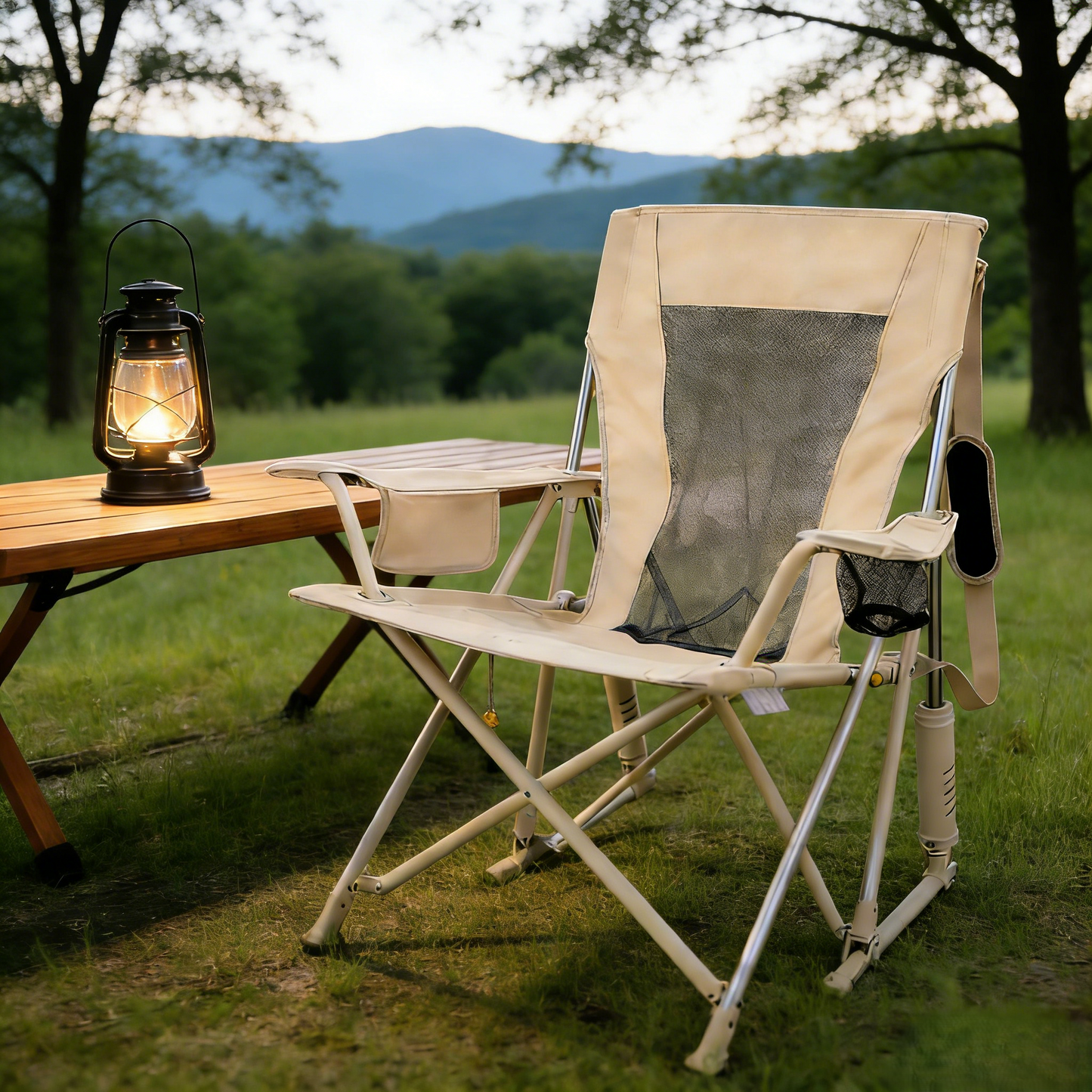WarmNest Spring-Action Outdoor Rocking Chair for Camping & Patio